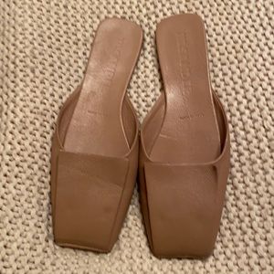 Nude jil sander square toe flats